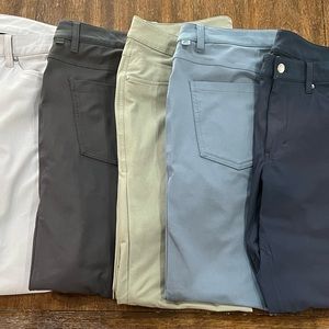 5 pairs of Lululemon ABC Slim pants. 33x31
